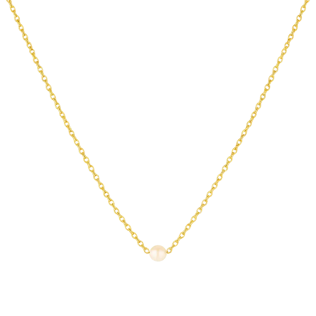 Gold-plated sweatproof necklace with a pearl pendant