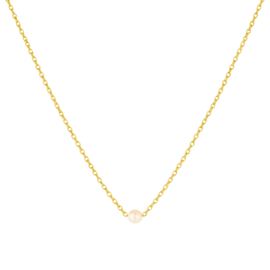 Gold-plated sweatproof necklace with a pearl pendant