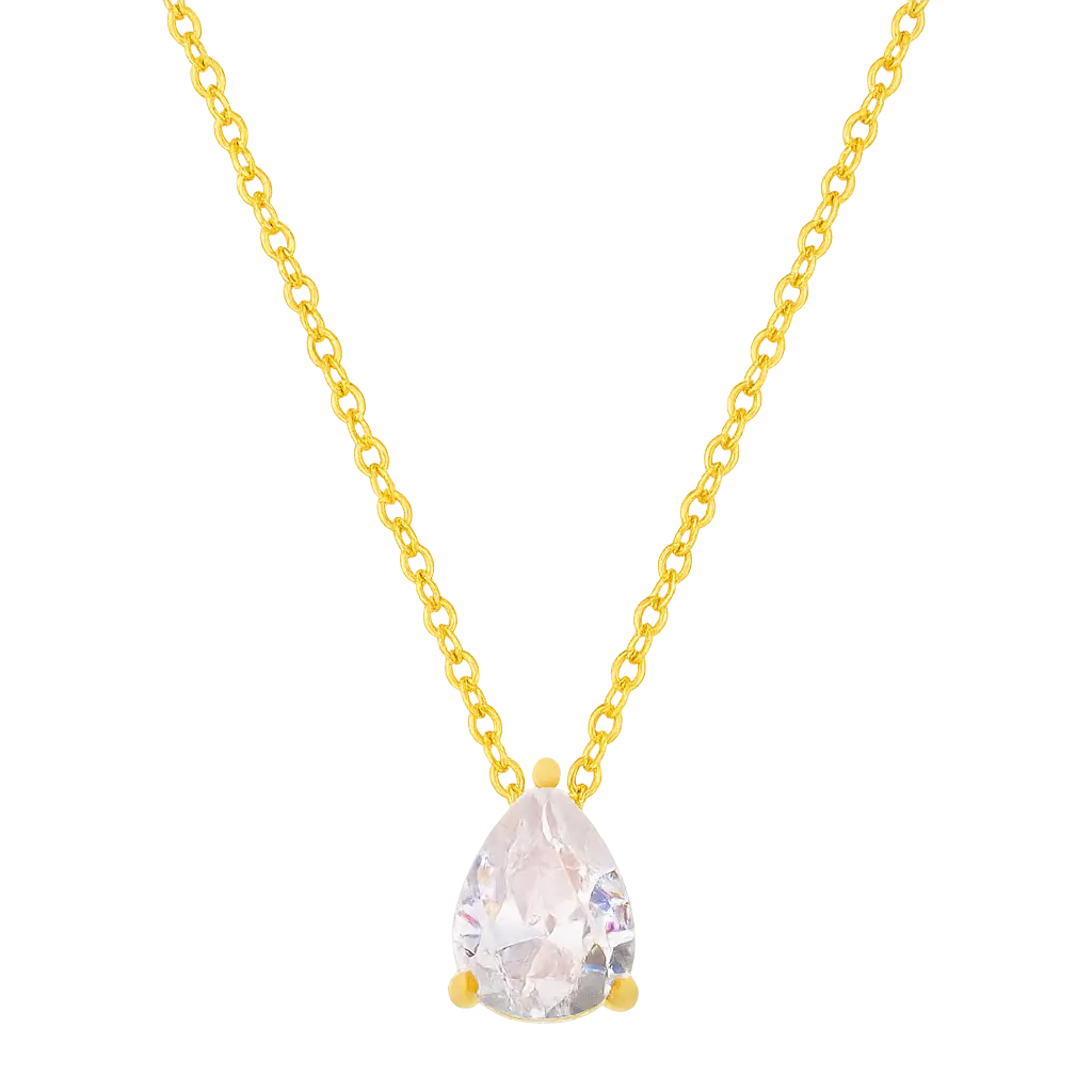 Waterproof gold-plated necklace with a zirconia pendant 