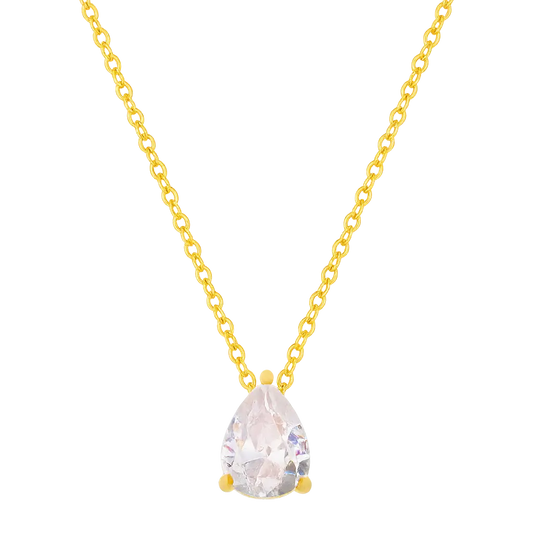 Waterproof gold-plated necklace with a zirconia pendant 