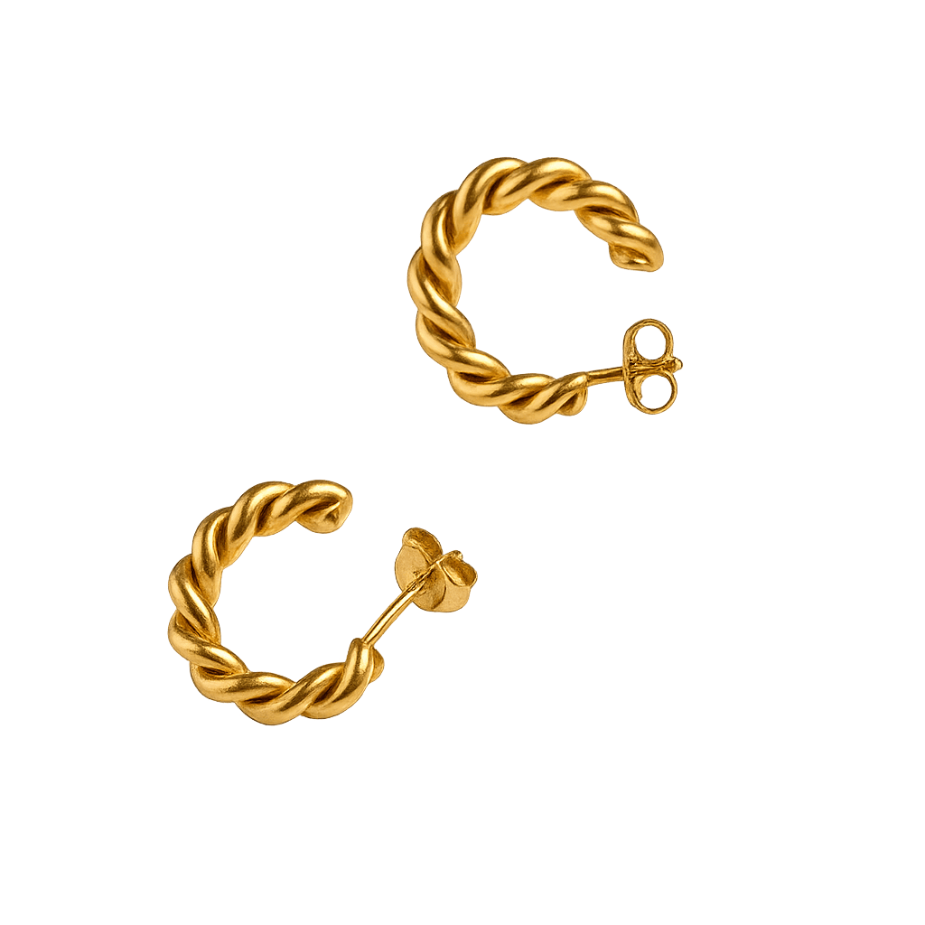 Pair of waterproof gold hoop earrings 