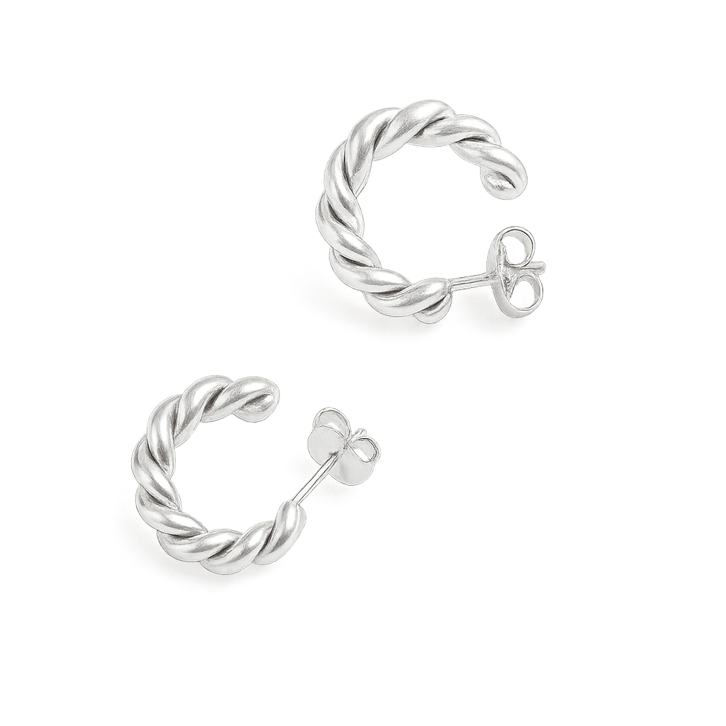 Pair of waterproof silver hoop earrings 