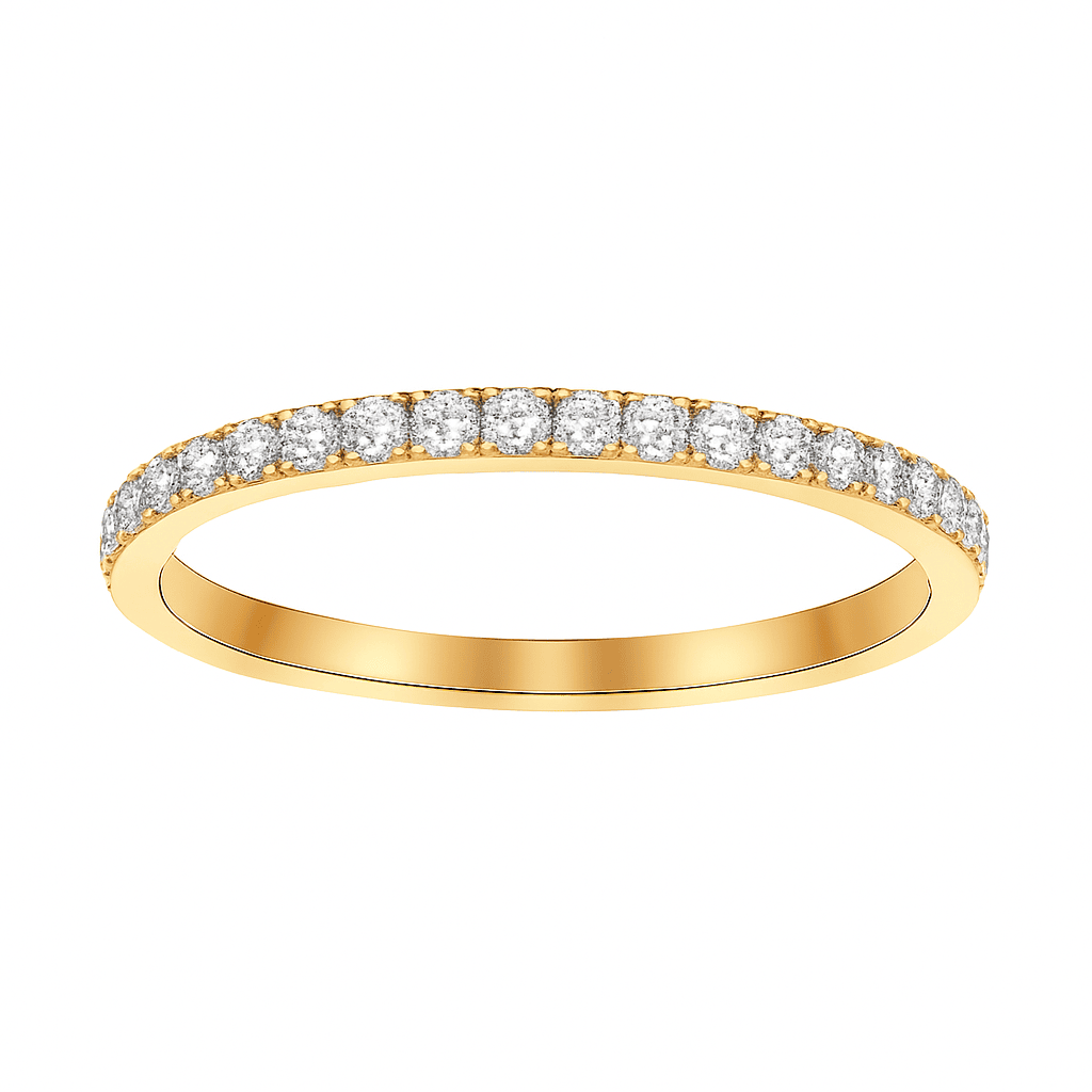 Waterproof gold ring with diamonds on a white background